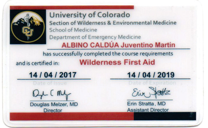 Juventino Martin Albino Caldua Universidad de Colorado seccion de Wilderness & Environmental Medicine - Wilderness First Aid